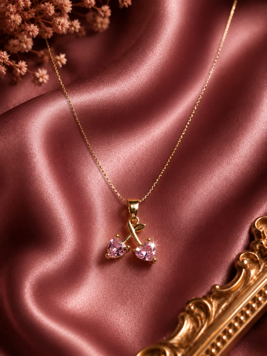Pink Stone Cherry Pendant